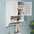 ChooChoo Medicine Cabinet with Towels Bar, 23.6 L x7.9 W x27.5 H MDF Material Bathroom Wall Cabinet, 2 Doors Over The Toilet Spa