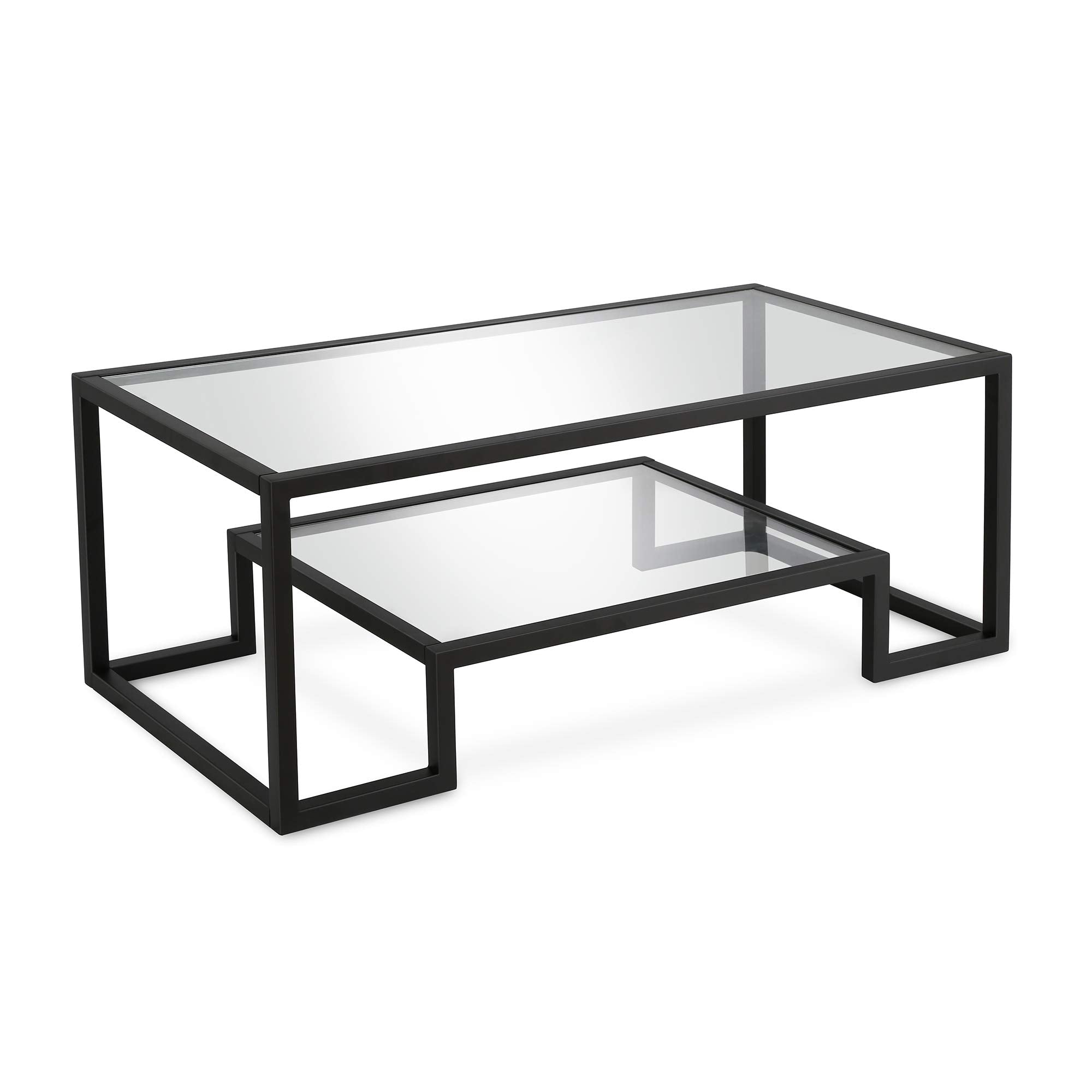 Henn&Hart 45 Wide Rectangular Coffee Table in Blackened Bronze, Modern coffee tables for living room, studio apartment essential