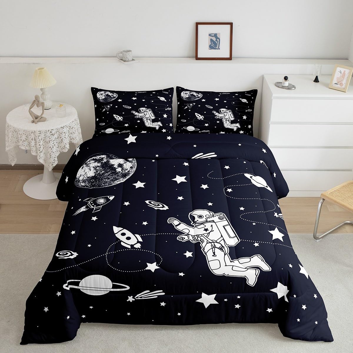 Feelyou Solar System Comforter Set Twin Size Outer Space Comforter for Kids Teens Adults Universe Planets Bedding Set Cute Astro