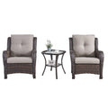 HUMMUH 3 Pieces Patio Bistro Set Wicker Patio Chairs Set of 2 with Tempered Glass Top Side Table Rattan Outdoor Furniture Conver