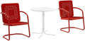 Crosley Furniture Bates 3-Piece Outdoor Bistro Set, Retro Metal Patio Table and Chairs for Dining, Porch, Navy Gloss