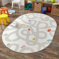 LIVEBOX Grey Car Rug for Playroom, 5X7 Kids Play Mat for Boys and Girls, Large Road Traffice Rugs for Nursery, Washable Kids R