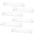 LikeU 6 PCS Clear Acrylic Floating Shelves Book Shelf Display Ledge,5 MM Thick Wall Mounted Storage Shelf for Nursery Decor,Invi