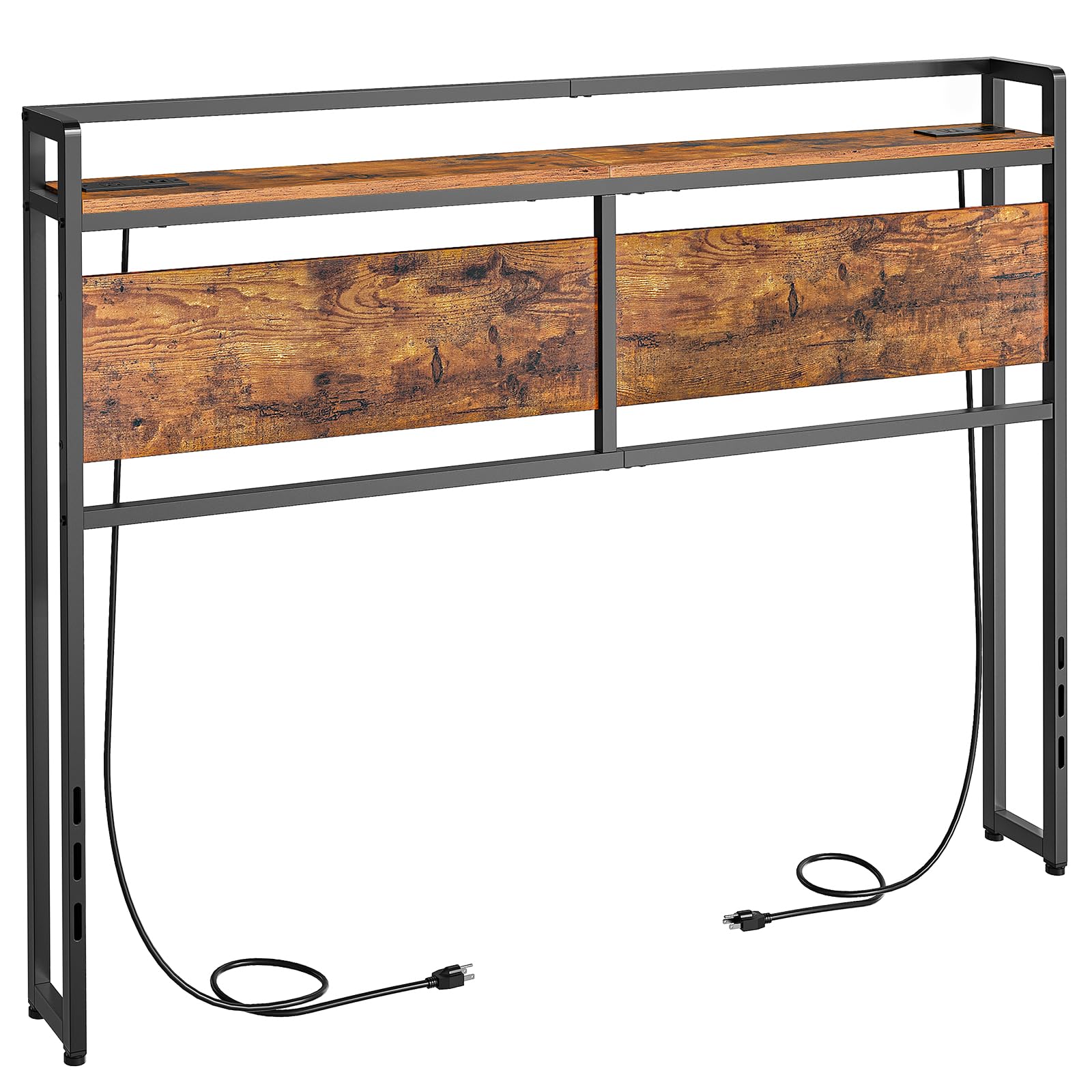 HOOBRO Headboard Full Size, Headboard with 2 Outlets and 4 USB Ports, Adjustable Height, Storage Rack, Sturdy and Stable, Easy A