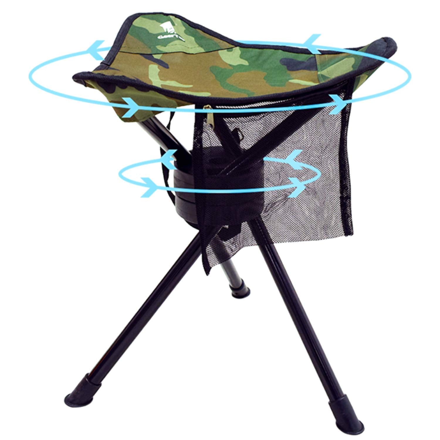 GEERTOP Portable Camping Swivel Folding Stool Seat Foldable Camp Tripod Chair Outdoor Survival Gear for Hiking Fishing Hunting T
