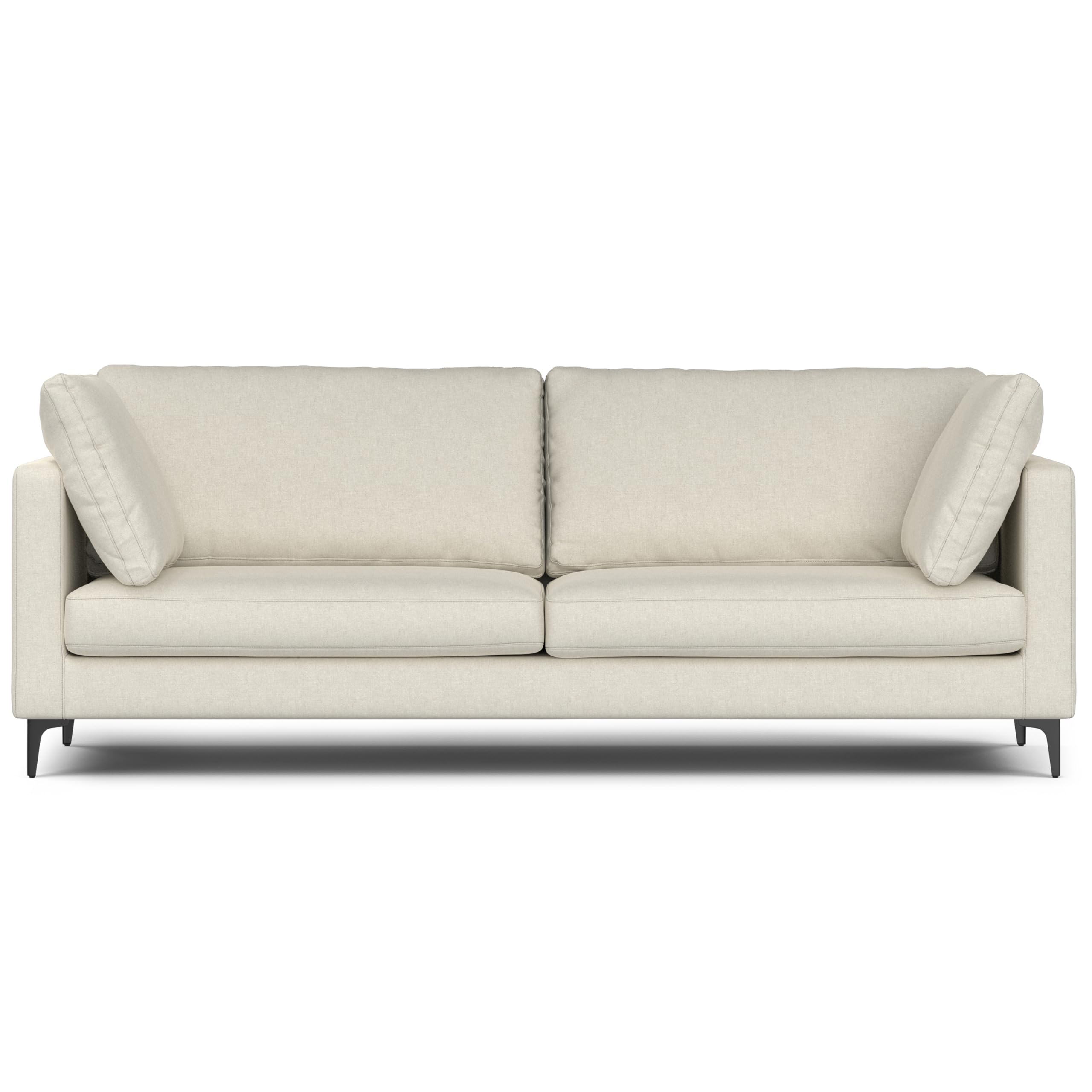 SIMPLIHOME Ava Sofa in 100% Recycled Polyester Tightly Woven Performance Fabric, Cream, 90-inches Wide, Handcrafted Mid-Century 