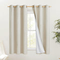 NICETOWN Natural Thick Linen Blend 100% Blackout Curtains 70 Long 2 Panels Set for Bedroom, 34 Wide, Rustic Grommet Thermal Insu