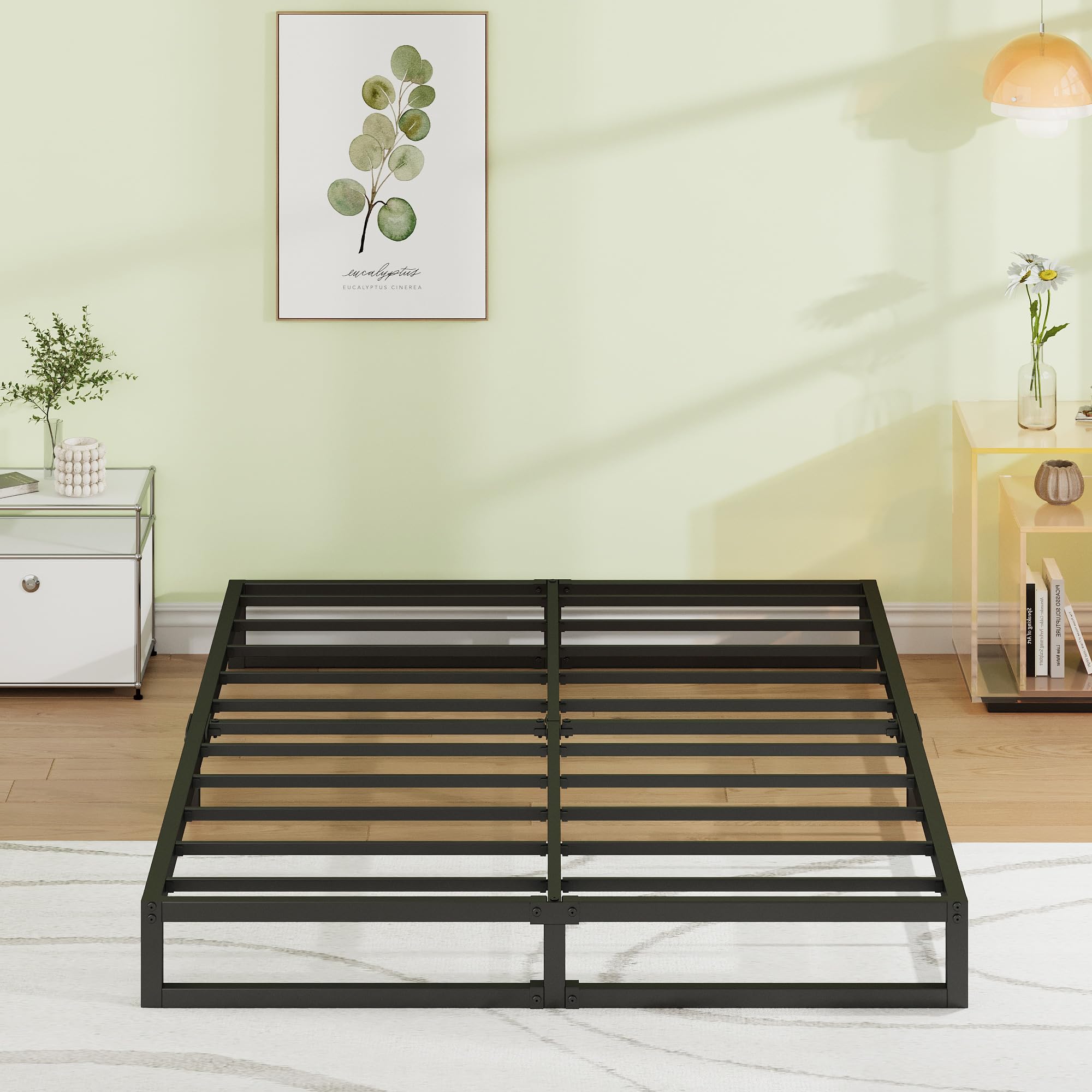 EMODA 7 Inch California King Bed Frames Heavy Duty Metal Cal King Platform with Steel Slats Support, No Box Spring Needed, Noise