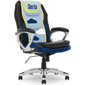 Serta Executive Office Padded Arms, Adjustable Ergonomic Gaming Desk Chair with Lumbar Support, Faux Leather and Mesh, Black/Blu