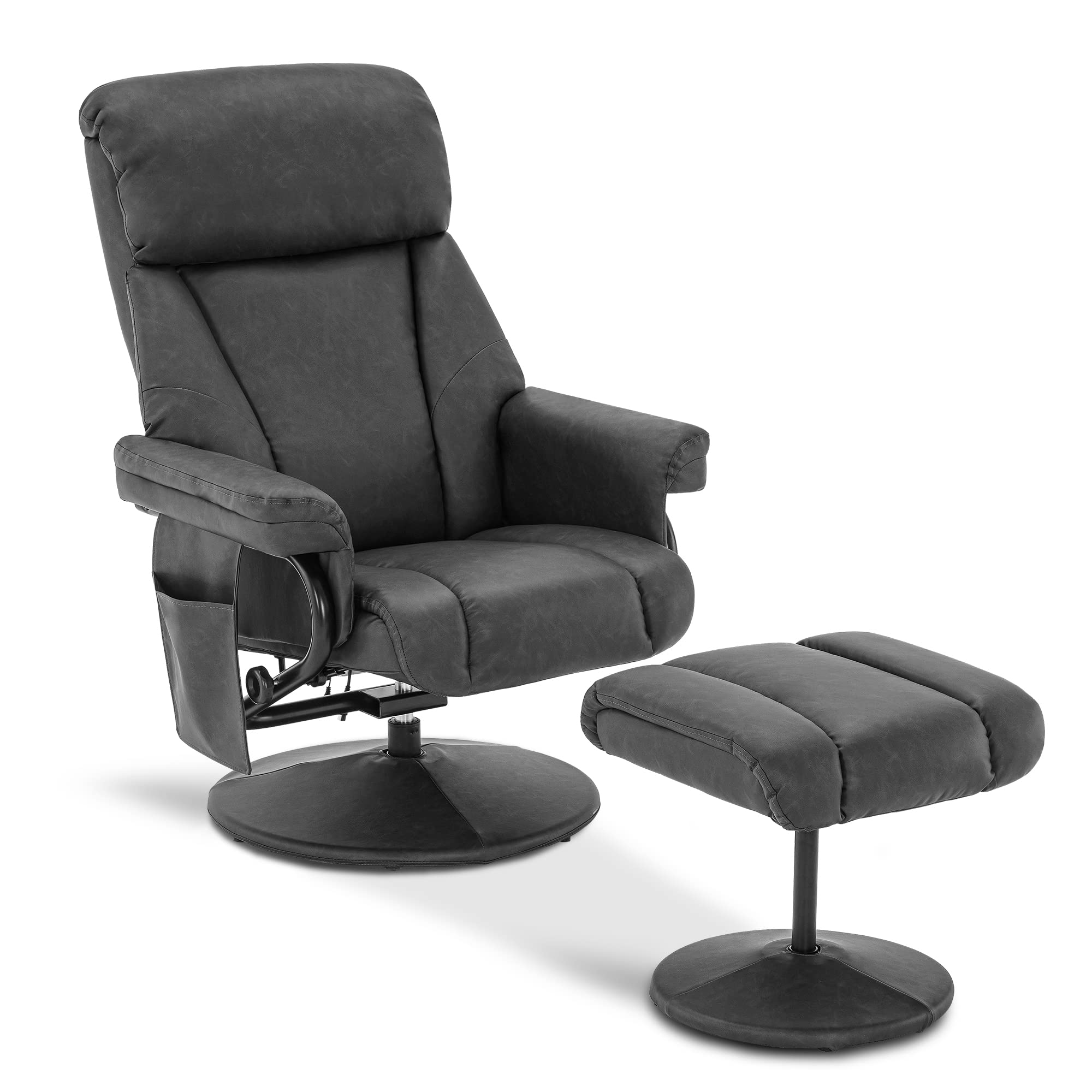 MCombo Swivel Recliner with Ottoman, TV Chair with Vibration Massage, Ideal for RV Small Space, Living Room & Bedroom 4539 4828 
