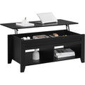 Yaheetech Black Coffee Table, Lift Top Coffee Tables with Hidden Storage Compartment & Open Shelf, Lift Tabletop Pop-Up for Livi
