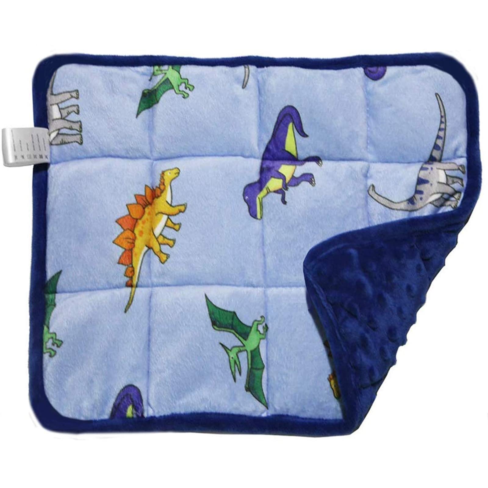MAXTID Weighted Lap Pad for Kids 5 Pound Travel Size Mini Weighted Lap Blanket Blue Dinosaur 16x22 for Kids Boys Sensory Gifts