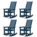 GREENVINES Outdoor Rocking Chairs | Set of 4 | Porch Rocker | HDPE Plastic | Blue | Oversized Rockers | High Back | Big & Tall |