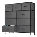 DUMOS Dresser for Bedroom, Dressers & Chests of Drawers Dresser Organizer, Wood Top Table Furniture with 9 Fabric Storage Tower 