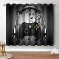 Jekeno Game Controller Blackout Curtains for Kids Boys Bedroom Black Grey Headphones Musical Notes Gamer Gaming Video Games Game
