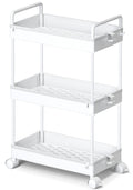 Ronlap 3 Tier Slim Rolling Storage Cart with Wheels Plastic Utility Cart Organizer for Snack Craft Art Postpartum Baby Diaper Na