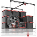 Overhead Garage Storage Rack for 8-10 FT Ceiling, 4x4 FT Ceiling Storage Racks with Safety Lock, Ideal for Garage Storage Mounte