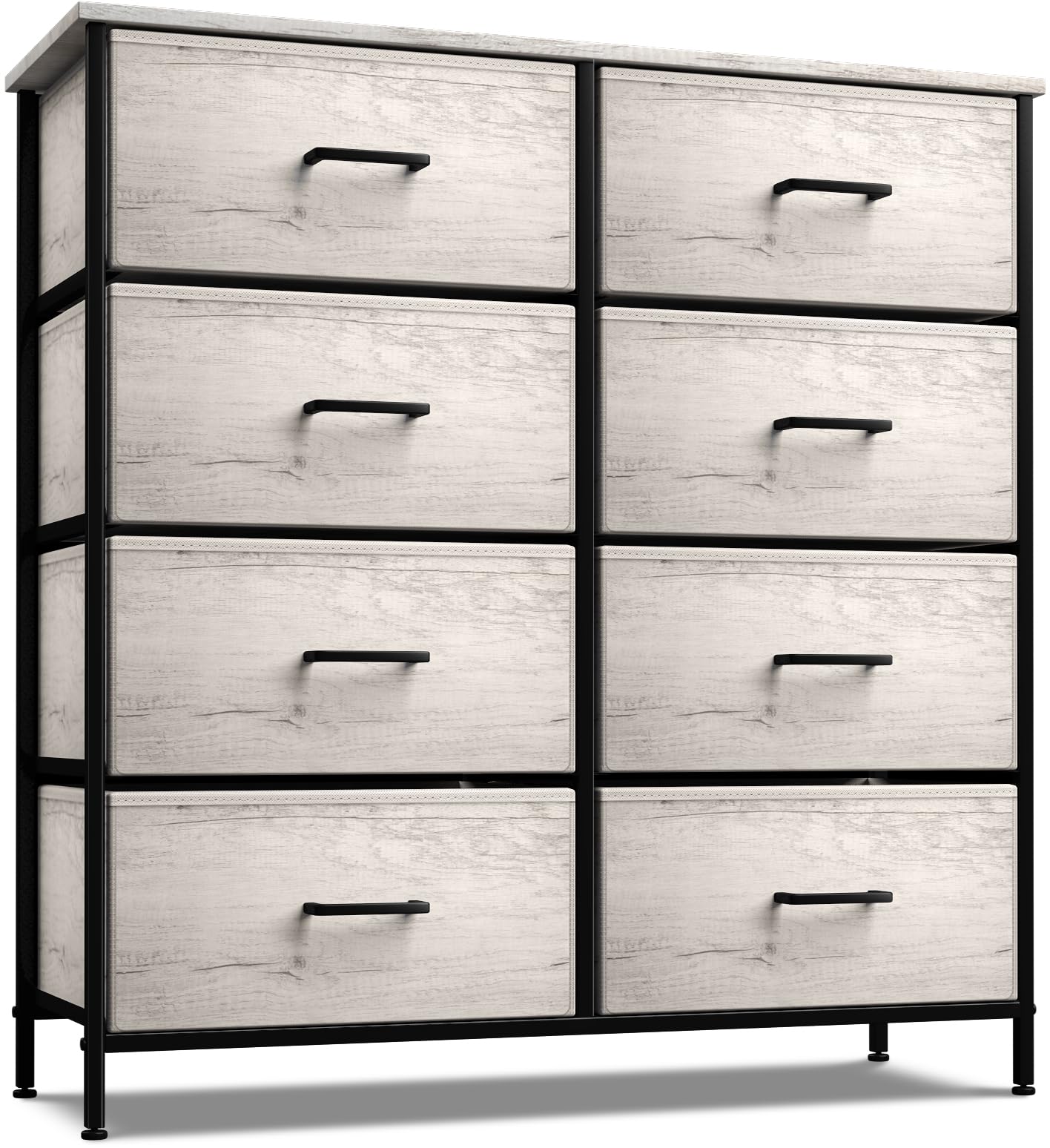Sorbus Dresser with 8 Faux Wood Drawers - Chest Organizer Unit with Steel Frame Wood Top & Handle Easy Pull Fabric Bins for Clot