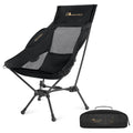 MOON LENCE High Back Folding Camping Chair, 330lbs Portable Compact Chair with Wide Seat & Ergonomic Back Support (Black)