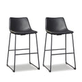 Signature Design by Ashley Centiar Modern Faux Leather Pub Height Bucket Seat Barstool, 30 Seat Height, Set of 2, Black