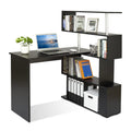 Mondeer 41.7 L Shaped Desk with 4-Tier Storage Shelves, Computer Corner Desk for Study Home Office Living Room (Black)