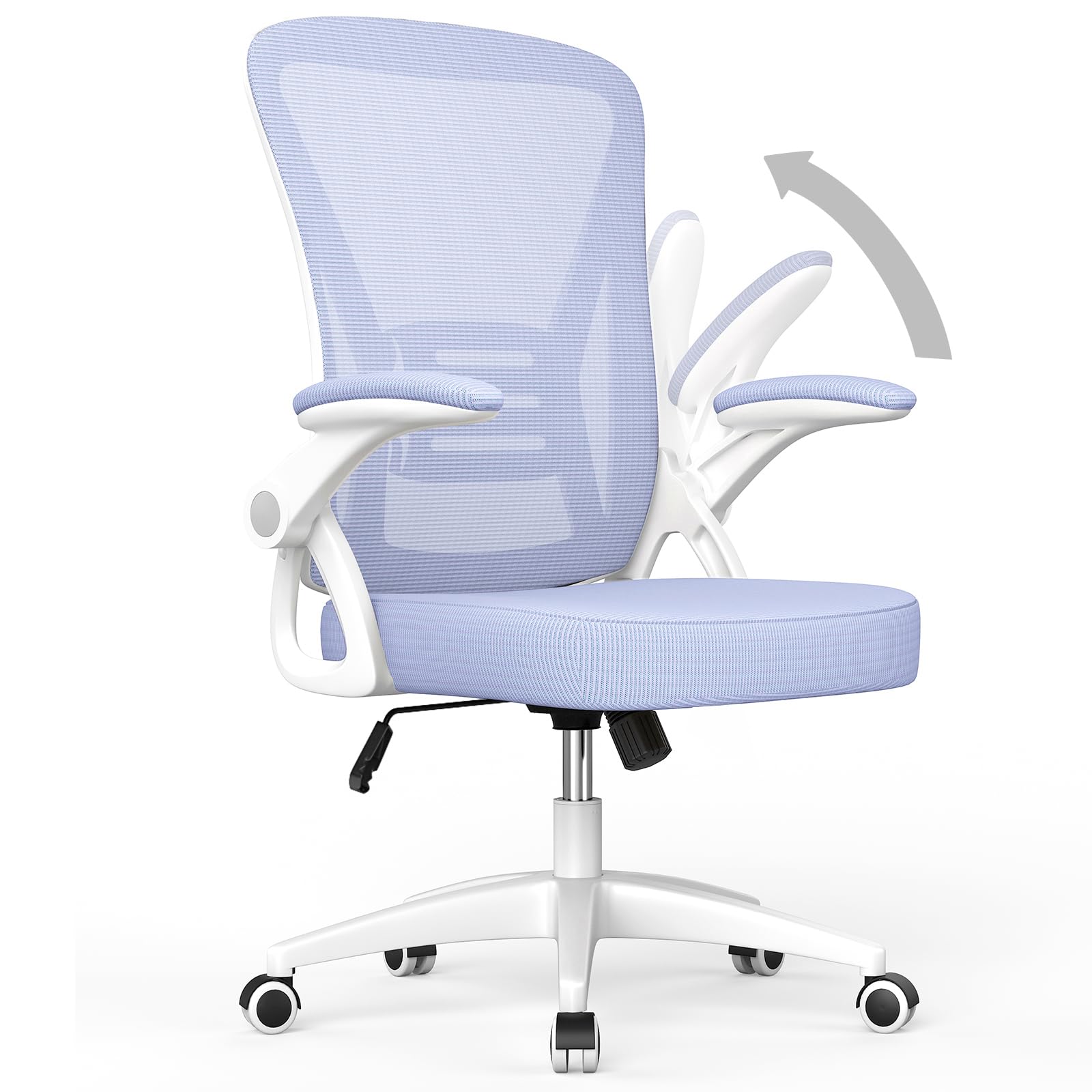 naspaluro Ergonomic Office Chair, Mid Back Desk Chair with Adjustable Height, Flip-Up Arms and Lumbar Support, Breathable Mesh S