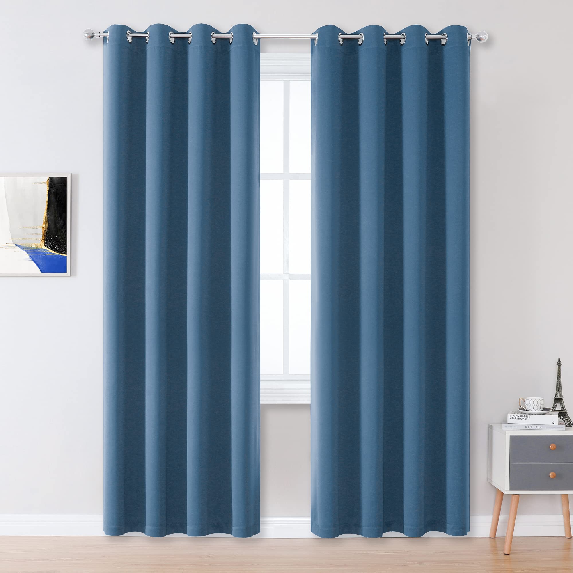 DUALIFE Midnight Curtains for Living Room Bedroom Light Blocking Window Curtains Triple Weave Room Darkening Curtain Panels Ther
