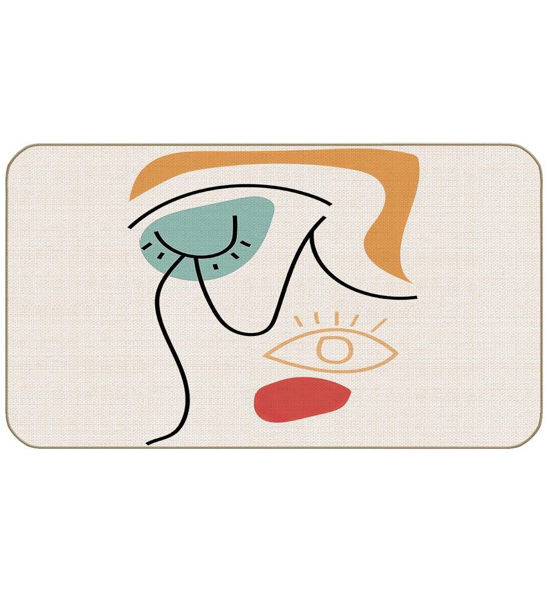BXFAHZJ Abstract Boho Woman Face Colorful Line Art Door Mat 17x30 Inch Indoor Outdoor Entrance Doormat Decor for Bohemian Home L