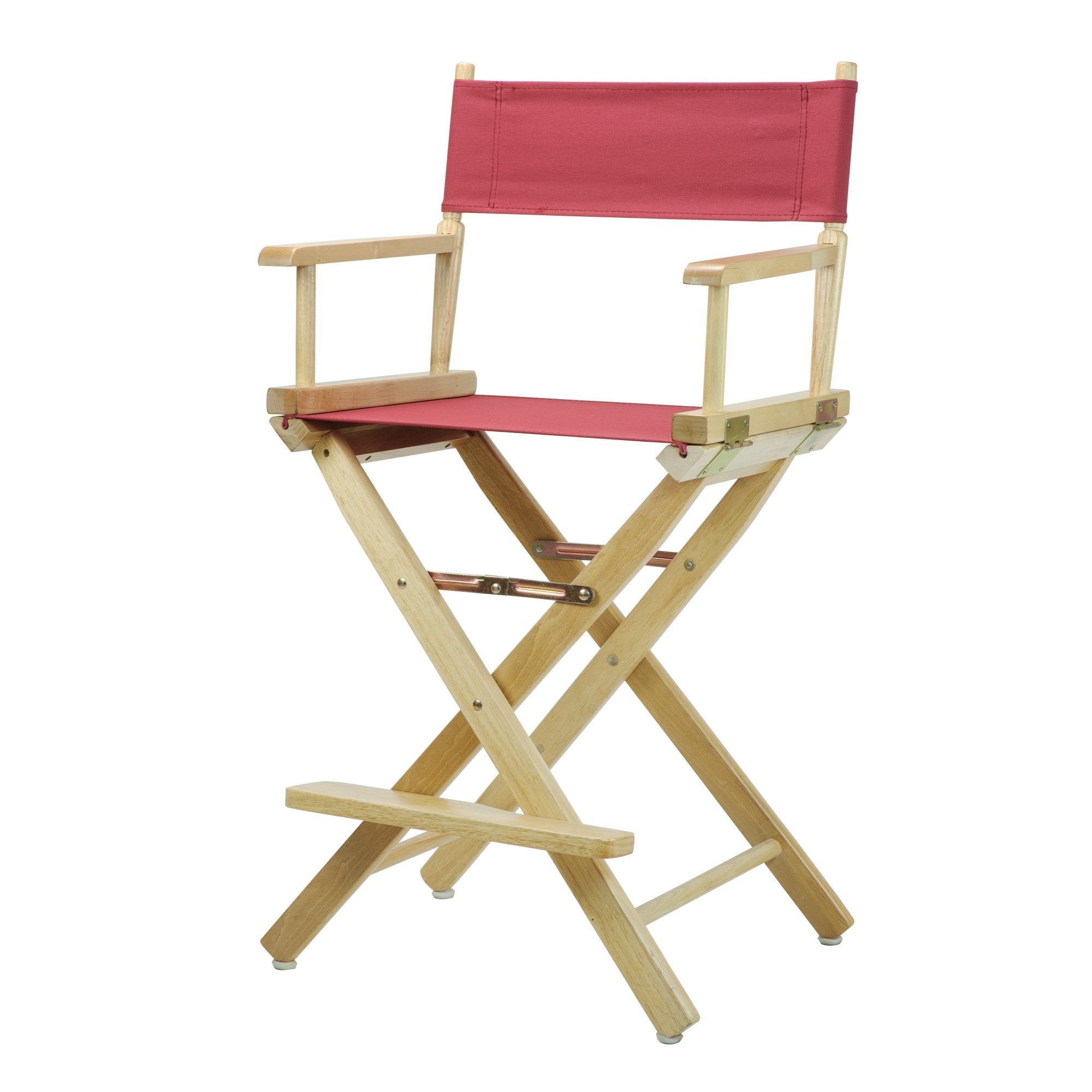 Casual Home 24 Directors Chair Natural Frame with Burgundy Canvas, Counter Height