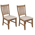 Benjara Tess 24 Inch Set of 2 Dining Side Chair, Slatted Back, Cushion, Brown