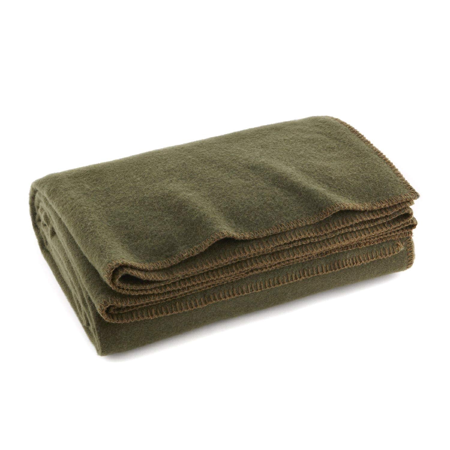 Olive Drab Green Warm Fire Retardant Blanket, 66 x 90 (80% Wool)-US Military Style