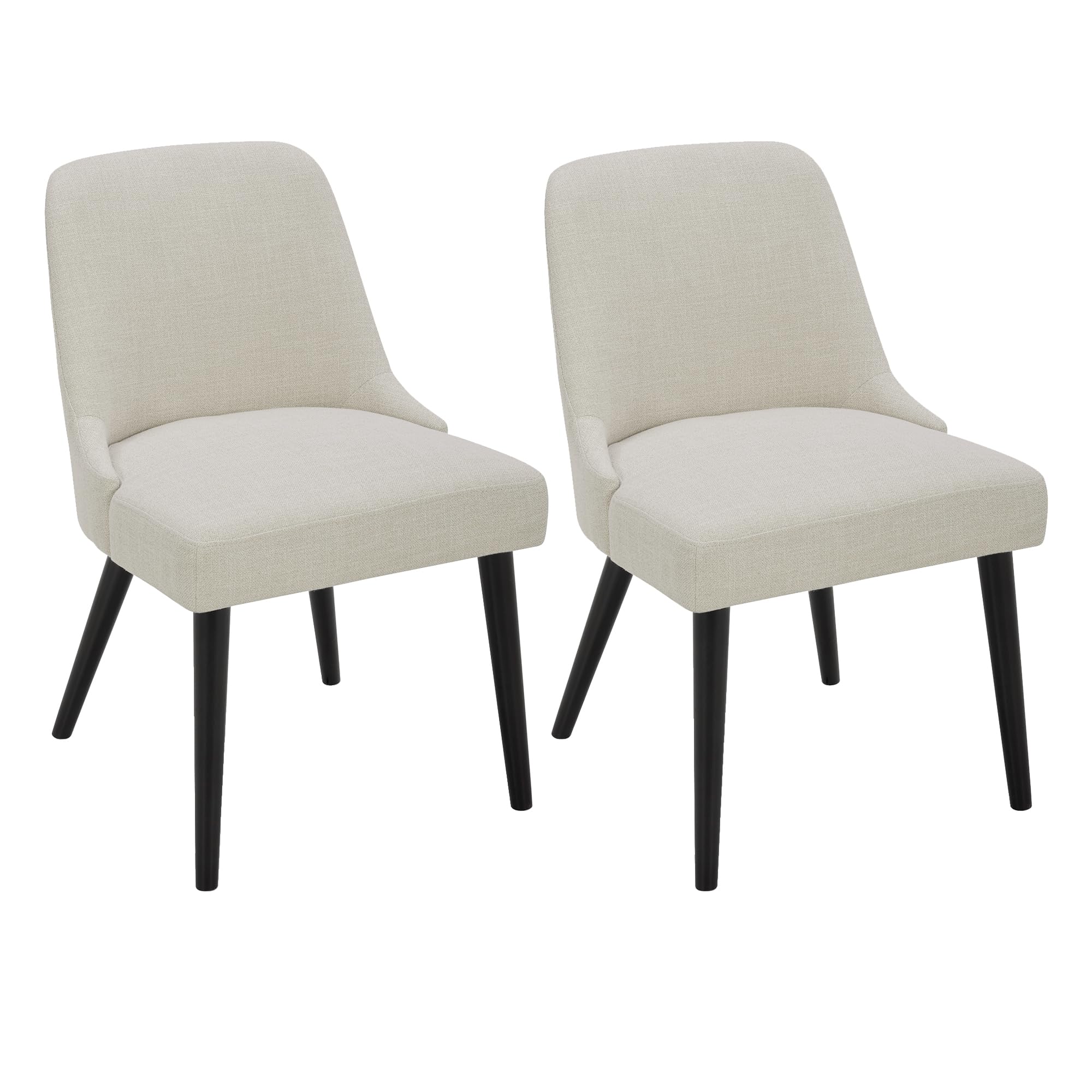 CHITA Mid-Century Modern Dining Chair, Upholstered Fabric Accent Chairs, Set of 2,Performance Fabric in Linen