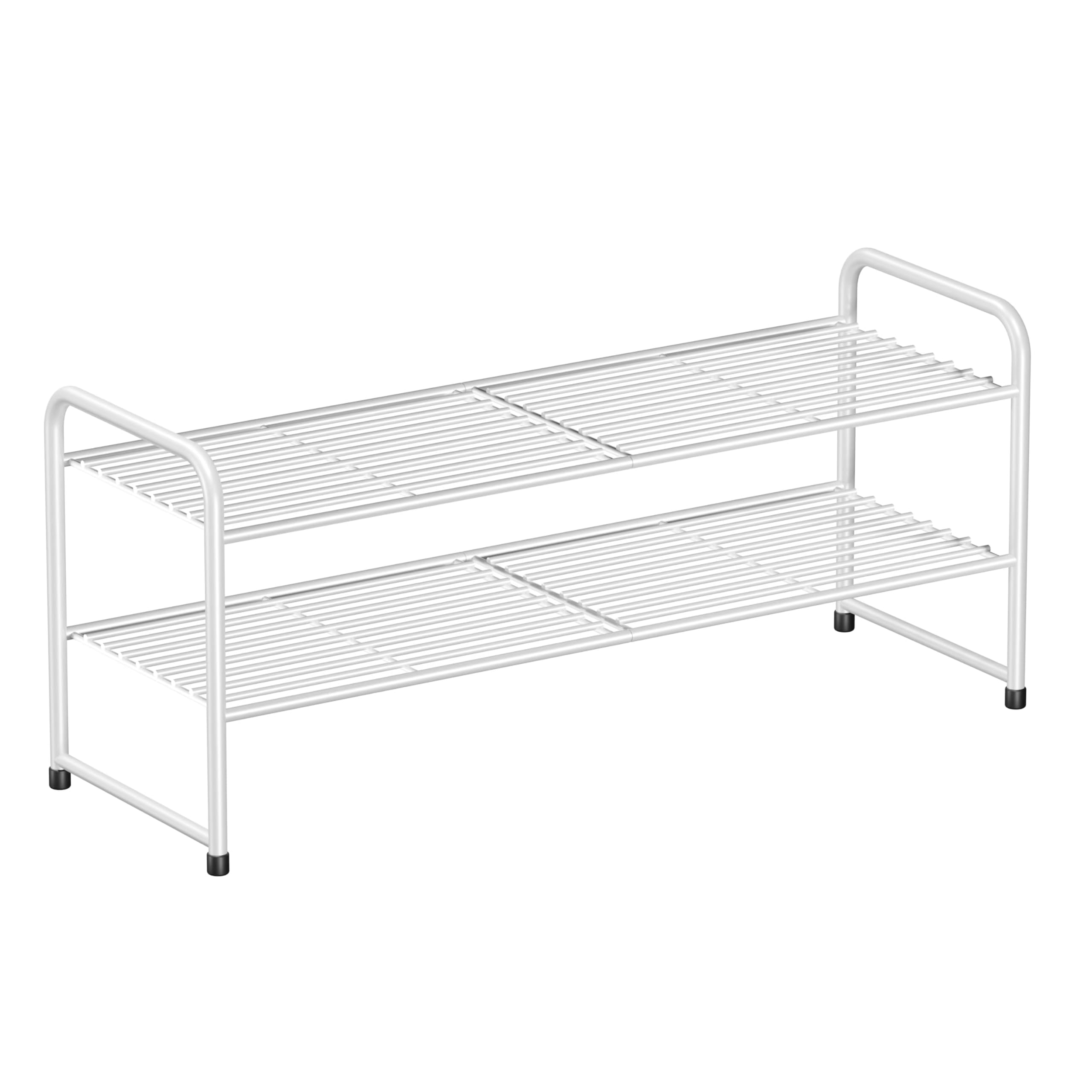 SUFAUY 2-Tier 33 Wide Shoe Rack, Closet Metal Shoe Rack Organizer Heavy Duty, Stackable, White