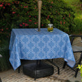 ColorBird Elegant Moroccan Outdoor Tablecloth Waterproof Spillproof Polyester Fabric Table Cover with Zipper Umbrella Hole for P