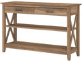Bush Furniture Key West Console Table with Drawers and Shelves in Reclaimed Pine