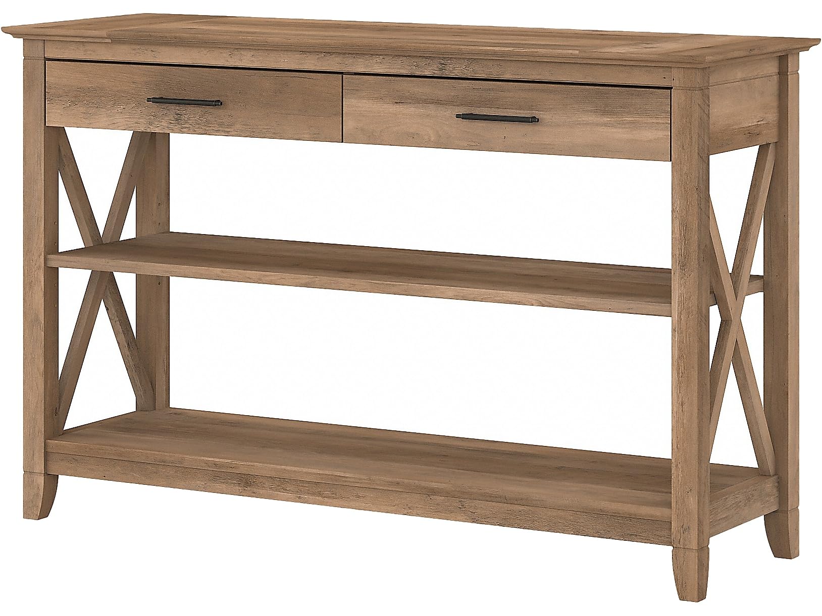 Bush Furniture Key West Console Table with Drawers and Shelves in Reclaimed Pine