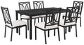 Crosley Furniture Chambers 7-Piece Outdoor Dining Set for 6, Patio Table and Chairs for Backyard, Deck, Matte Black with Creme C
