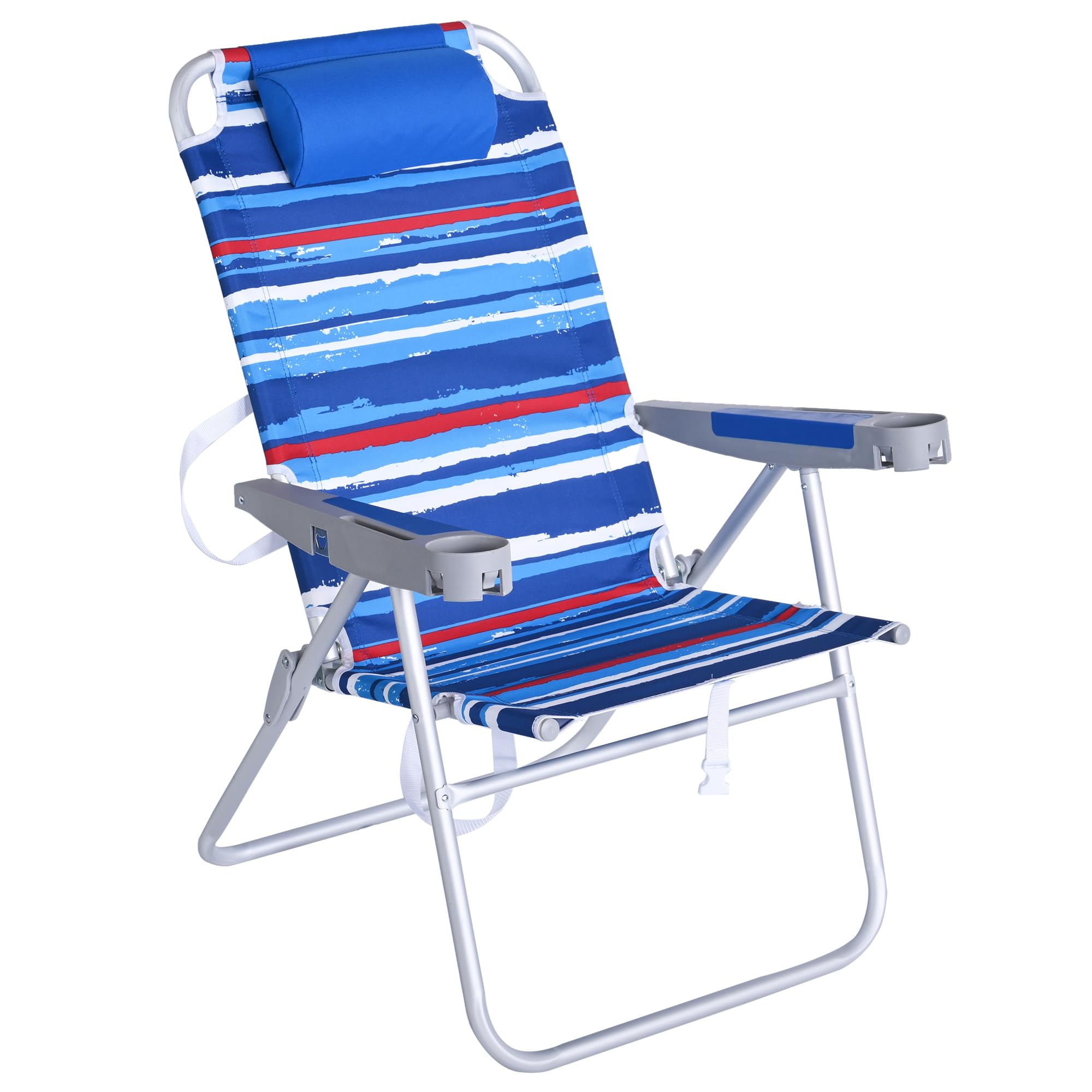SUNNYFEEL Tall Folding Beach Chair Lightweight, Portable Sand Chair for Adults Heavy Duty 500 LBS with Cup Holders, Foldable Hig