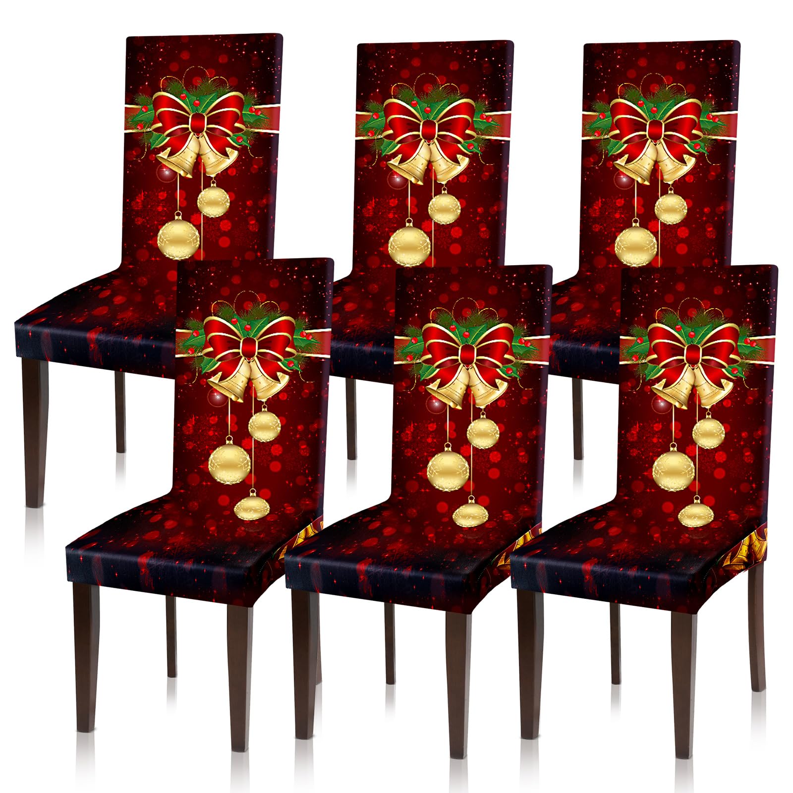 Moukeren Christmas Chair Covers Set Seat Chair Protector Cover Stretch Removable Washable Chair Seat Cover Christmas Seat Slipco