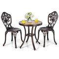 Tangkula 3 Pieces Patio Bistro Set, Cast Aluminum Outdoor Table and Chairs Set, Outdoor Round Bistro Table and Chairs Furniture 