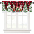 ARESD Christmas Valance for Windows Christmas Gnome Window Toppers Valances Rod Pocket 1 Panel Xmas Tree Red Buffalo Plaid Windo
