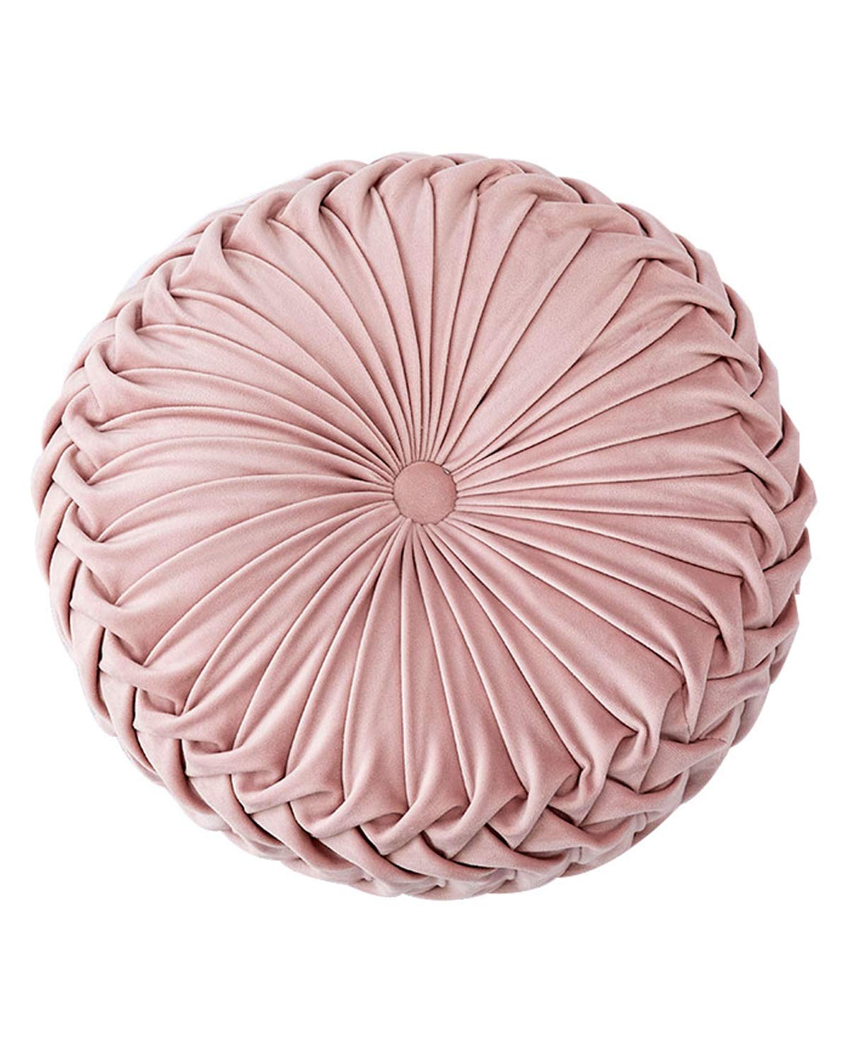 HLOVME Throw Pillow for Couch Decorative 3D Pumpkin Round Velvet Cushion for Sofa Bed Chair Floor 15X15, Pink