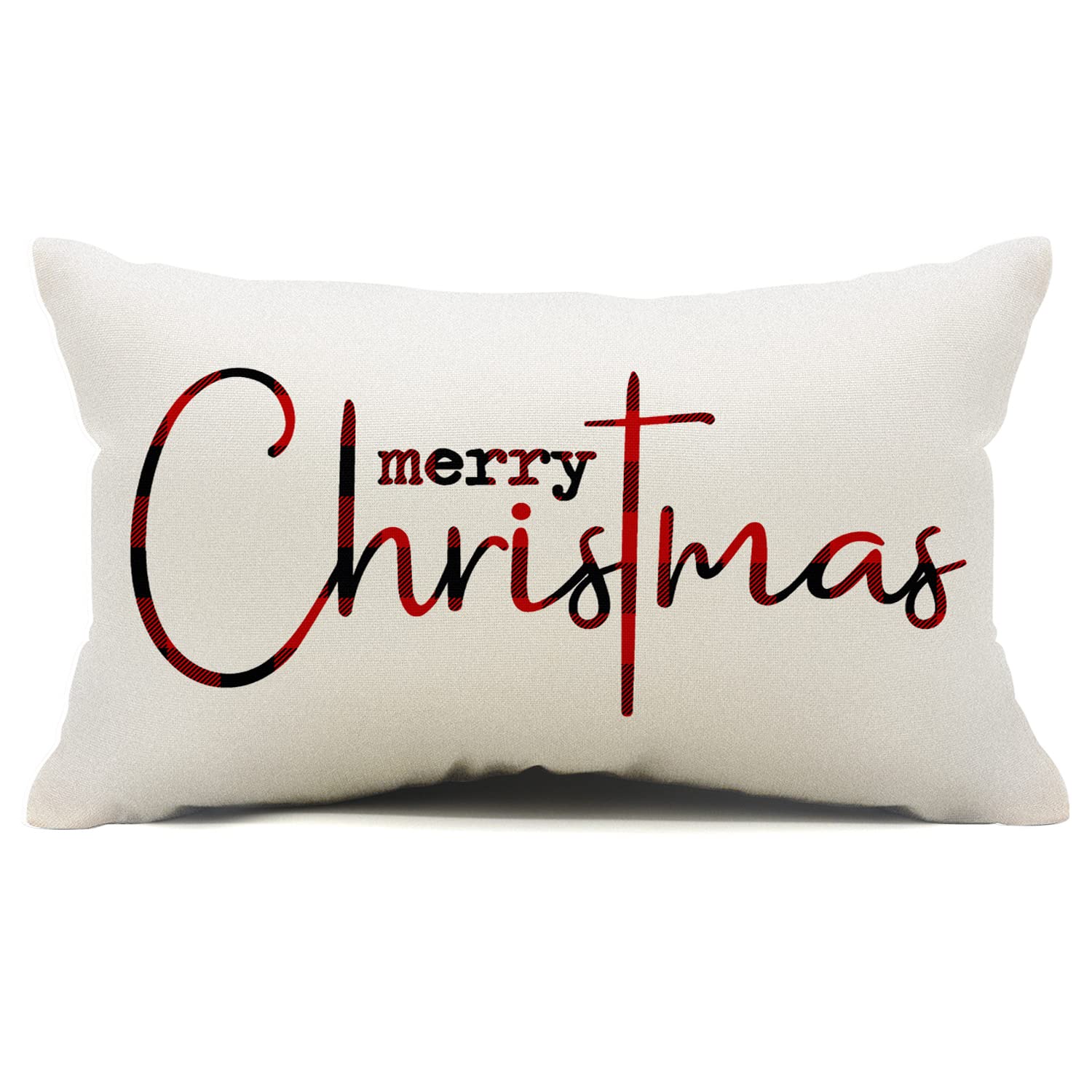 Allorry Christmas Pillow Covers Merry Christmas Throw Pillow Decorative Beige Cotton Cloth Linen Cloth Pillow Cover Sofa Cover D