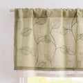jinchan Linen Valance Curtain for Window Green Leaf Embroidered Valance 18 Inch Botanicl Farmhouse Voile Double Layer Window Tre
