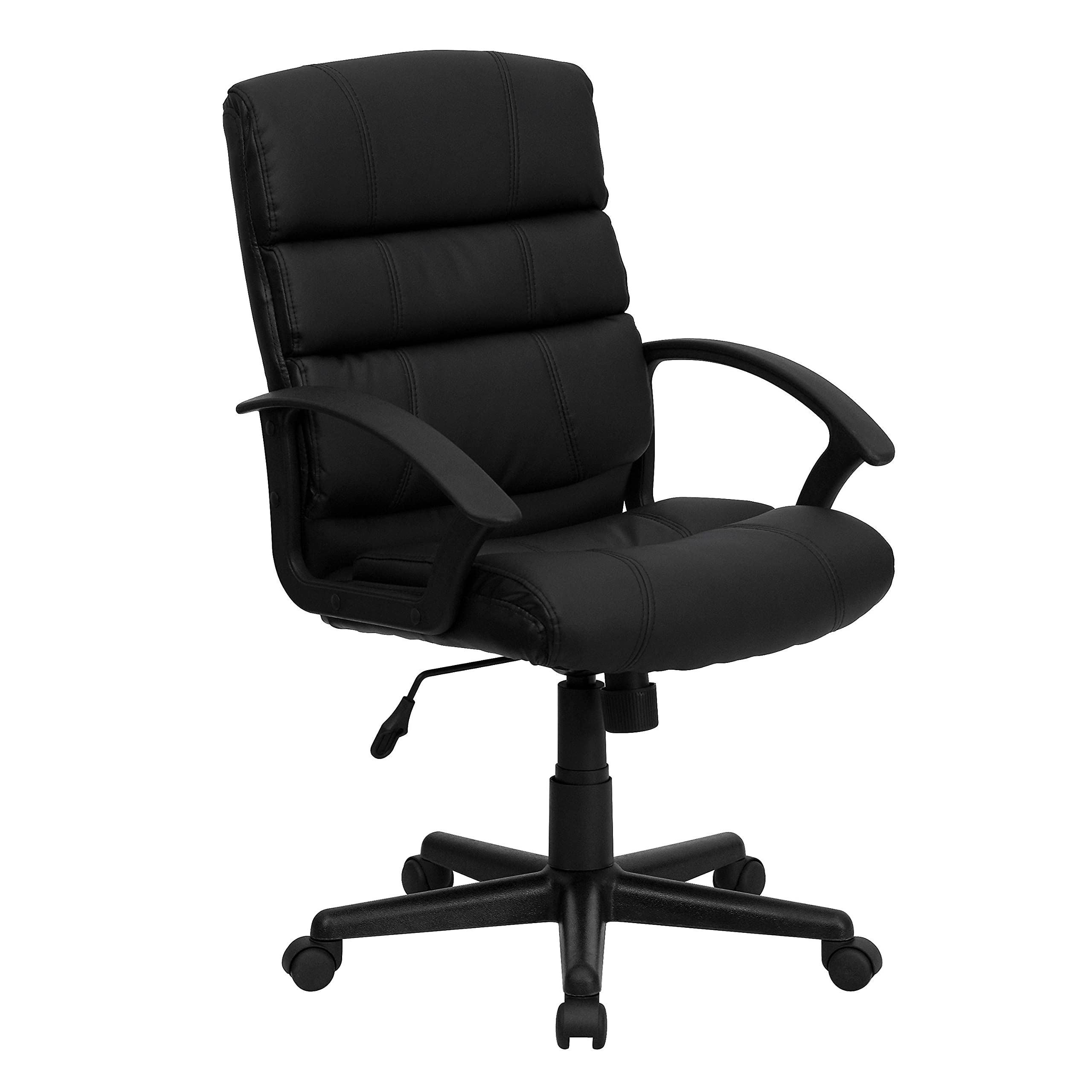 Flash Furniture Lane Mid-Back Black LeatherSoft Swivel Task Office Chair with Arms