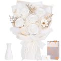 Preserved Bouquet of Flowers - 5 Roses & Flowers for Delivery, Real White Forever Flower, Eternal Roses Bouquet for Mothers, Mom