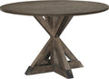 Finch Alfred Round Solid Wood Rustic Dining Table for Farmhouse Kitchen Room Decor, Wooden Trestle Pedestal Base, 46.5 Wide Circ
