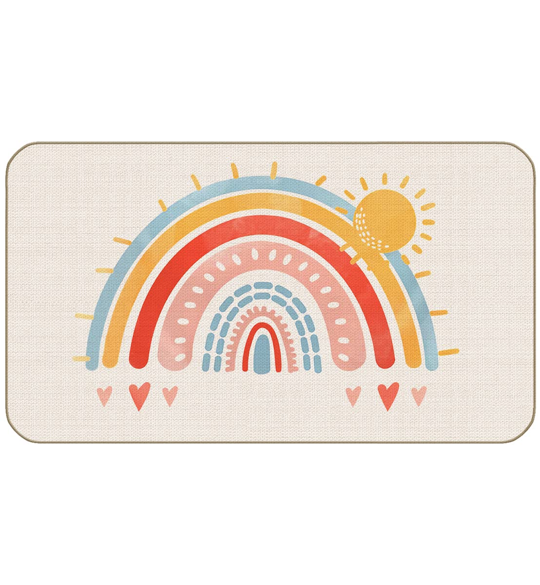 BXFAHZJ Cartoon Colourful Rainbow Sunshine Farmhouse Door Mat 17x30 Inch Indoor Outdoor Entrance Doormat Decor for Home Farmhous