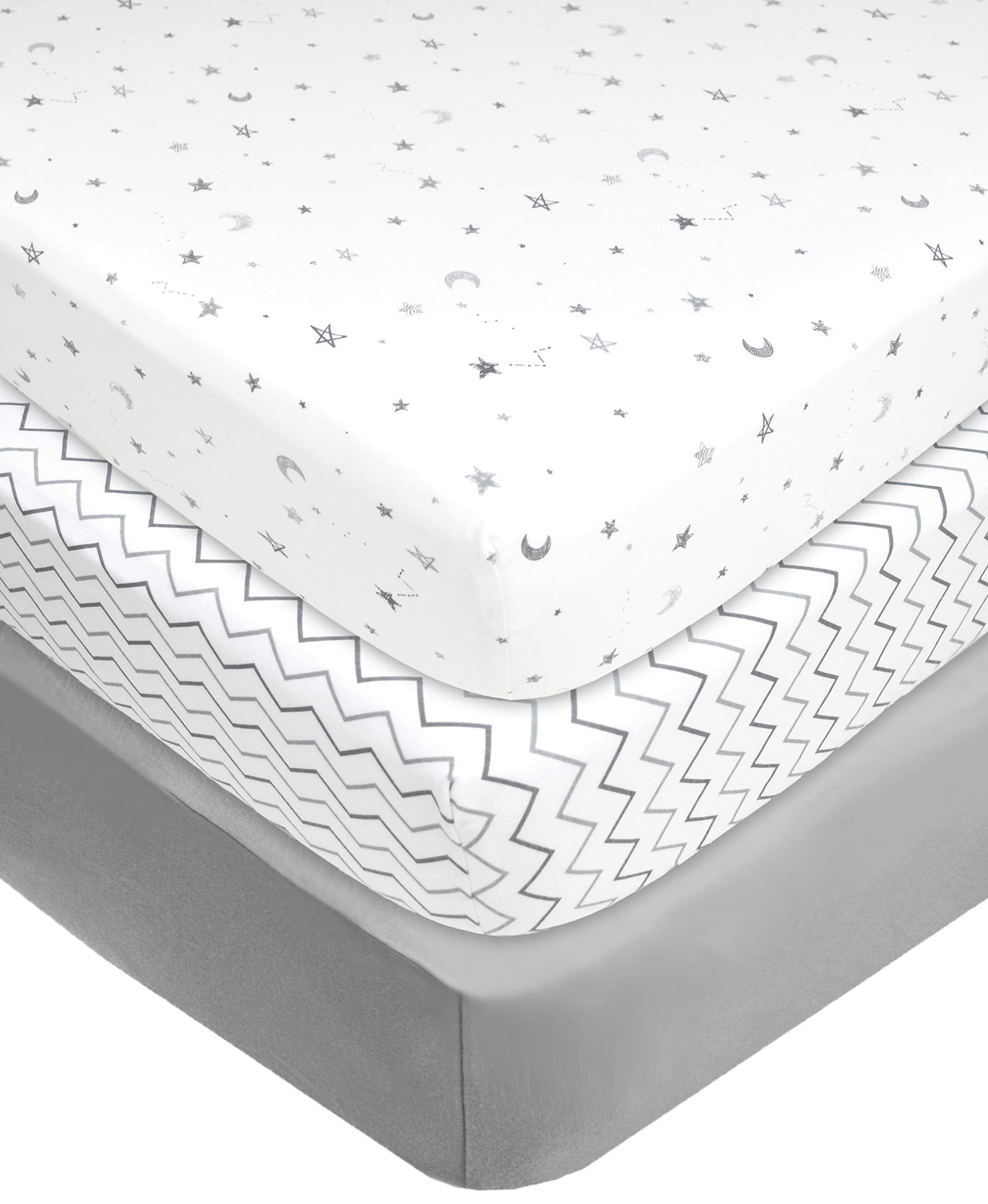American Baby Company 3 Pack 100% Natural Cotton Fitted Crib Sheets 52 x 28 - Soft, Breathable, Hypoallergenic & Gentle Toddler 