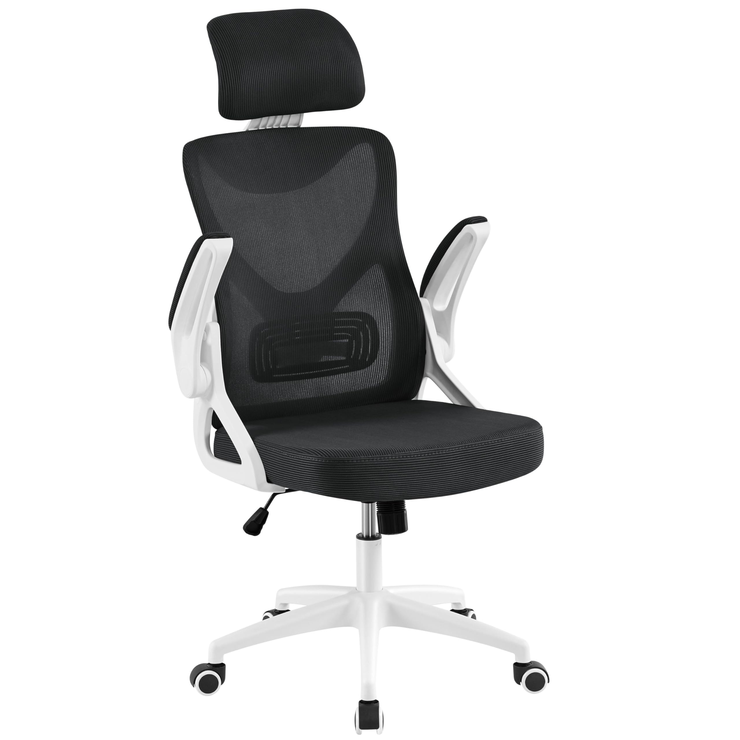 Yaheetech Ergonomic Mesh Office Chair, High Back Desk Chair with flip-up Armrests, Adjustable Padded Headrest Computer Chair wit